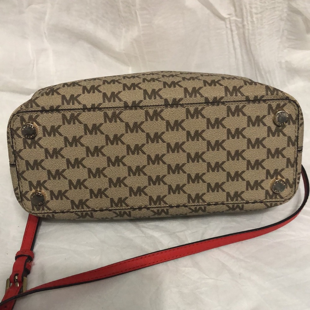 Michael Kors Hailee Red and Tan Satchel - Picture 7 of 11